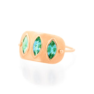 Geometric Marquise Emerald Plate Ring
