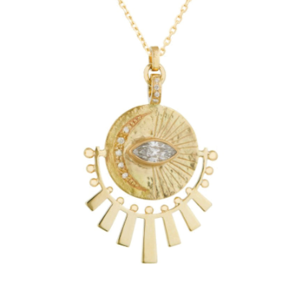 Marquise Tourmaline & Diamonds Sun Beams Medal