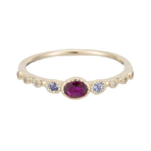 Ruby Tanzanite Diamond Dew Ring