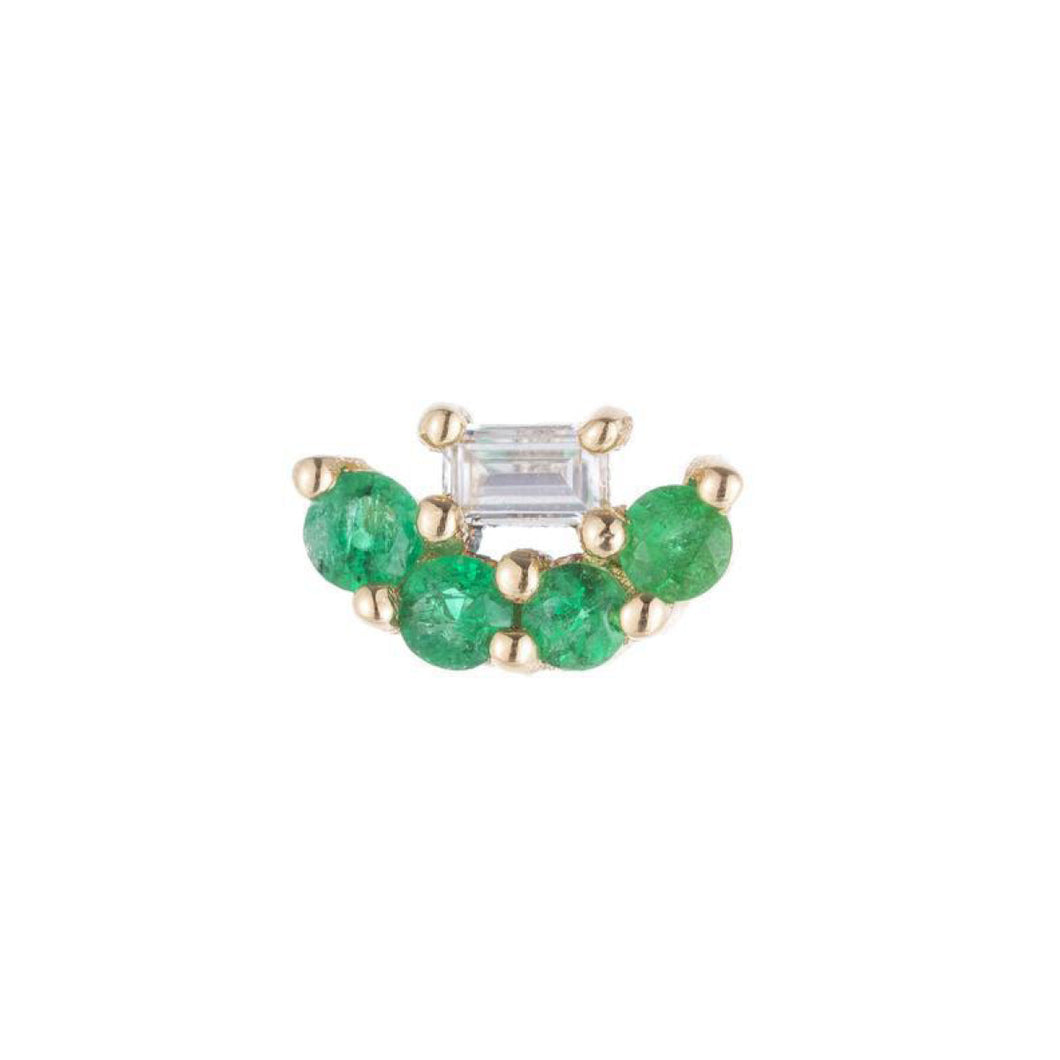 Mini Baguette Emerald Lace Stud