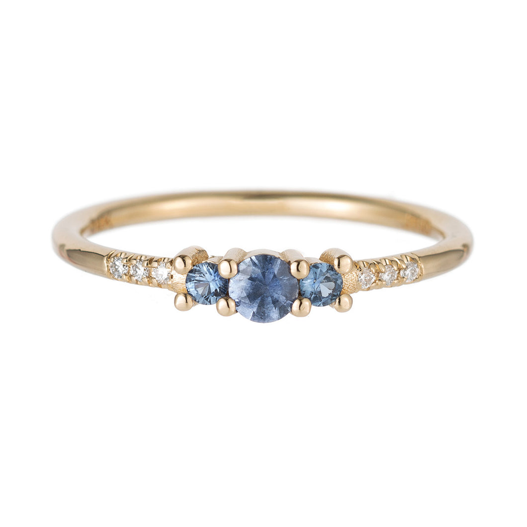 Blue Sapphire Trio Equilibrium Ring